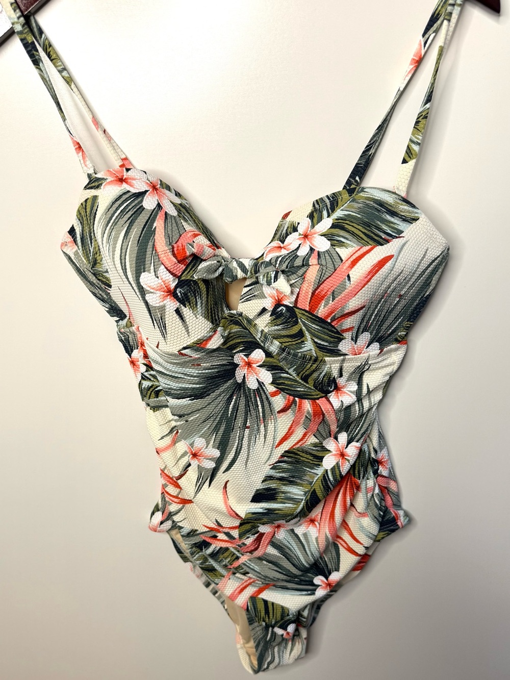 Tropical Floral One-Piece Swimsuit - Coral & Green
